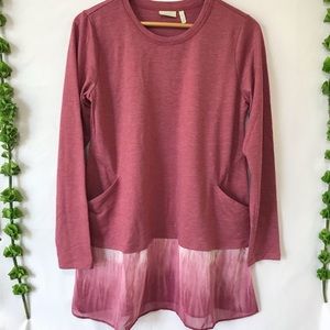 LOGO Lounge By Lori Goldstein Pink Tie Dye Top